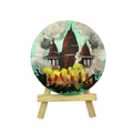 Hand-Painted Varanasi Temple Aarti Mini Circular Canvas - Mint Green
